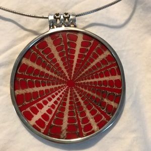 Silpada retired red pendant with a silver chain.